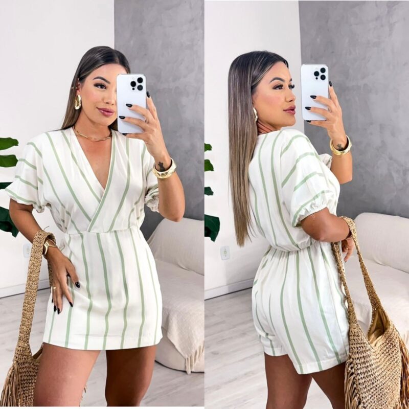 Macaquinho Listrado Verde Menta